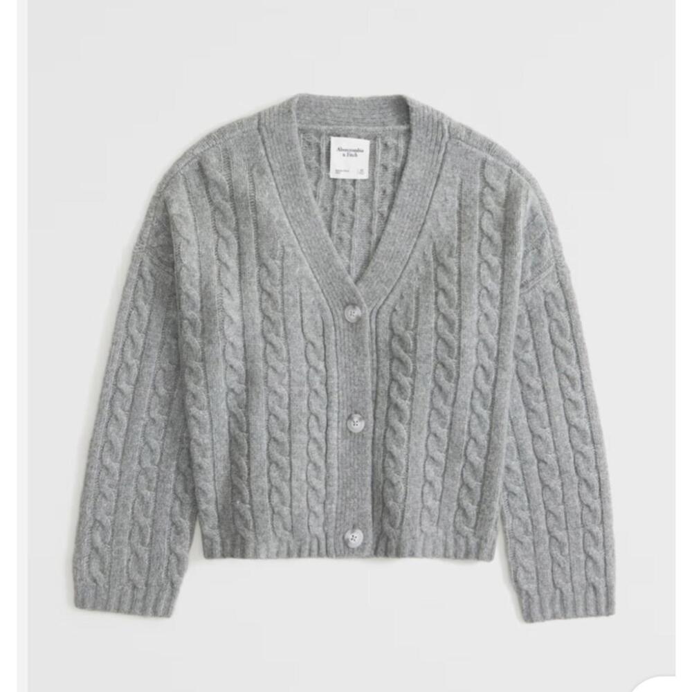 Abercrombie & Fitch Cable Knit Gray Cardigan - Women's Small